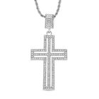 Weißer Kristall Kreuz-Anhänger mit Kette, silberfarben