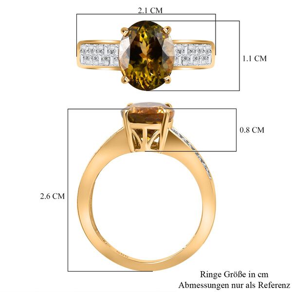 AAA Nat&uuml;rlicher goldener Tansanit und Diamant Ring in 585 Gold - 3,17 ct. image number 7