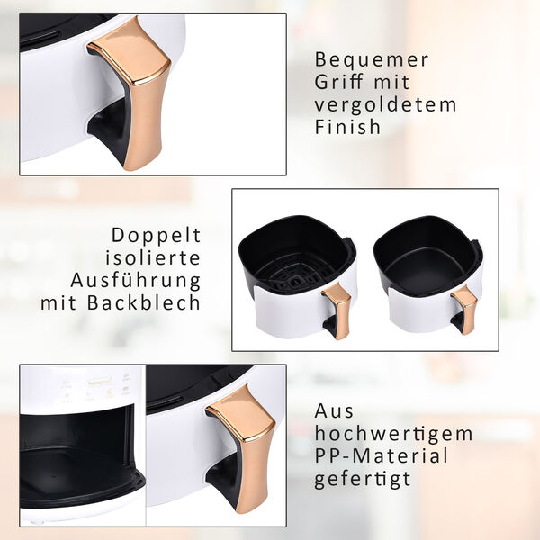Homesmart: Digitales Hei&szlig;luftfritteuse, 8L Kapazit&auml;t, 1400W, wei&szlig; image number 4