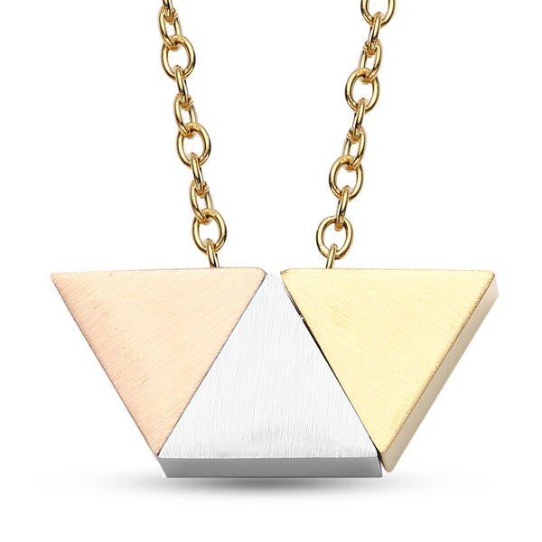 2er - Set wei&szlig;e Kristall-Ohrringe und Halskette, ca. 50 cm 316L Edelstahl dreifarbig image number 2