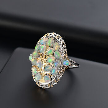 AA Nat&uuml;rlicher, &auml;thiopischer Welo Opal Ring 925 Silber rhodiniert (Gr&ouml;&szlig;e 19.00) ca. 2,08 ct