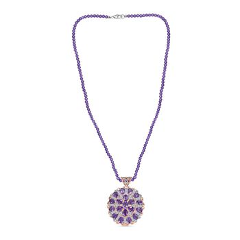 D'Joy AAA Rose De France Amethyst Schmuckset ca. 45 cm 925 Silber 750 Ros&eacute;gold Vermeil ca. 42,11 ct.