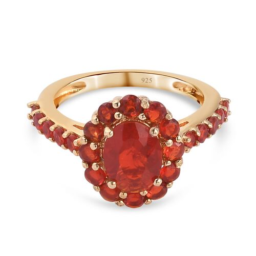 Mexikanischer Kirschfeuer-Opal Ring 925 Silber Vermeil image number 0