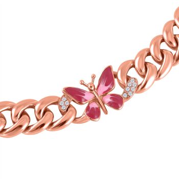 Butterfly Effect rosa emaillierte Halskette