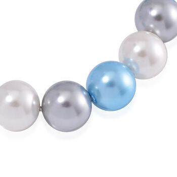 Blaues, silbernes und wei&szlig;es Muschelkernperlen-Armband