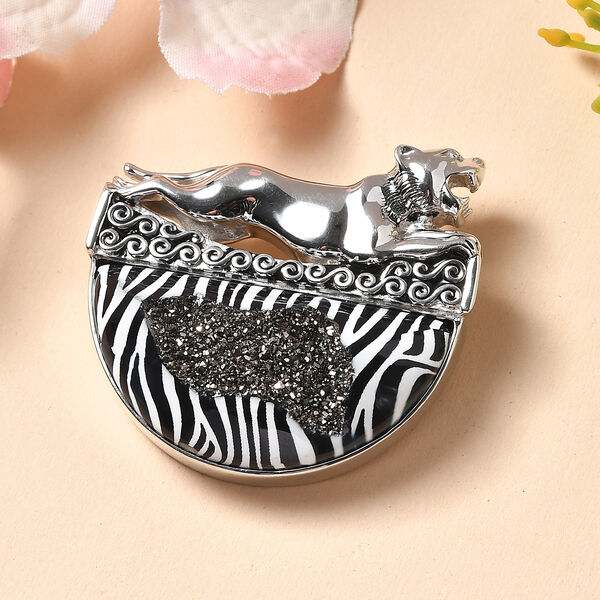 Sajen Silber - Fenster Drusy Anhänger 925 Silber rhodiniert ca. 60.40 ct image number 2