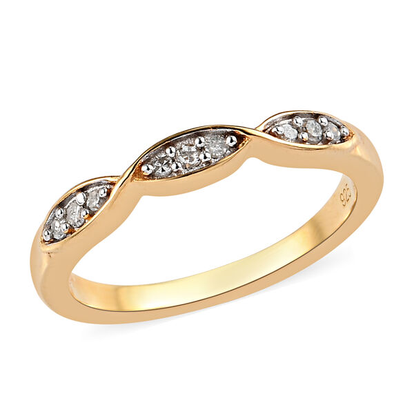 Weißer Diamant P Ring 925 Silber Vermeil YG ca. 0,10 ct. image number 4