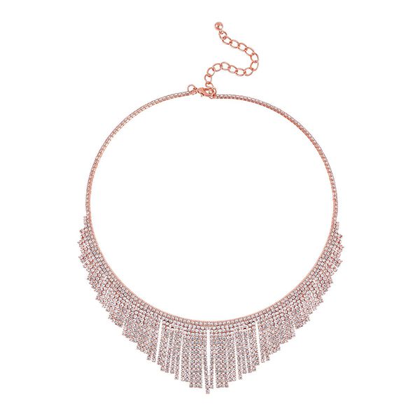 Wei&szlig;er Kristall Halskette ca. 40.5 c, ros&eacute;farben