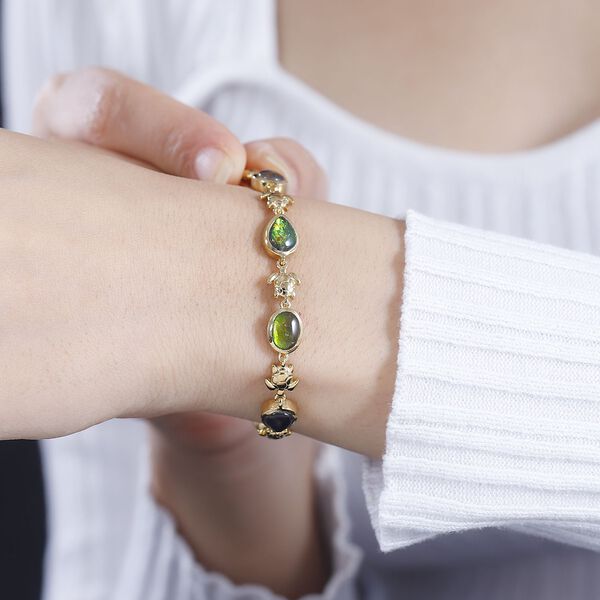 Ammolit Armband ca. 19 cm 925 Silber 750 Gelbgold Vermeil ca. 8.68 ct image number 3