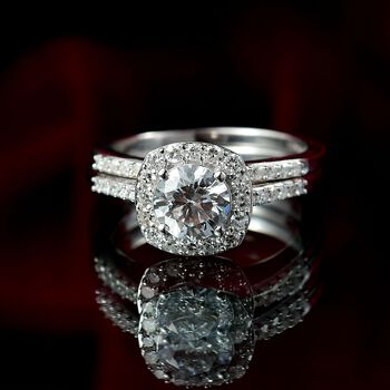 LUXURIANT 2er-Set SI Labor Diamant Ringe, 925 Silber rhodiniert - 1,50 ct.