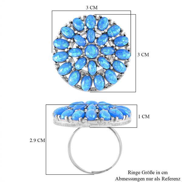 Simulierter Hellblauer Opal Ring, flexibel (Gr&ouml;&szlig;e 17.00-19.00), 316L Edelstahl image number 5