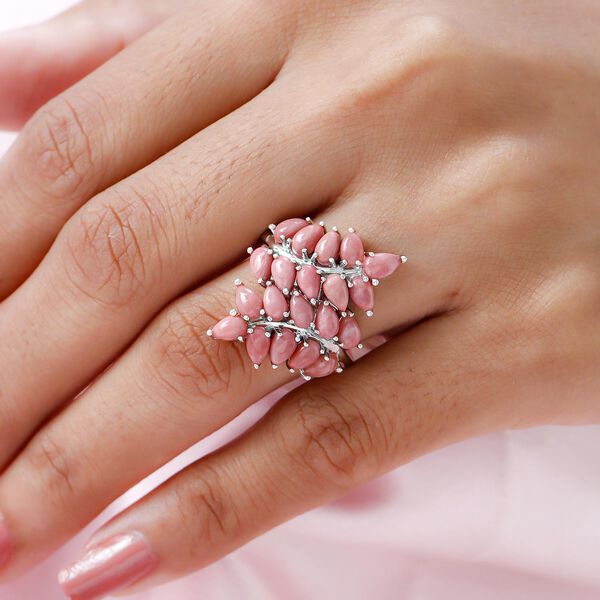 Oregon Pfirsich Opal-Cluster-Ring, 925 Silber platiniert, 3,40 ct image number 3