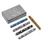 Handgefertigte Geschenkbox mit 5 Kugelschreibern, Perlenmotiv, 8.5x13x3 cm, Silberfarben