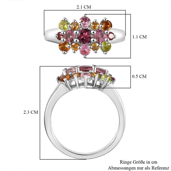 AA Mehrfarbig-Turmalin Ring 925 Silber rhodiniert (Größe 16.00) ca. 1,10 ct image number 8