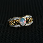 Natürlicher Äthiopischer Opal und Zirkon Ring 925 Silber Gelbgold Vermeil image number 1