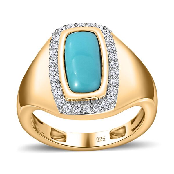 Amerikanischer, nat&uuml;rlicher Sleeping Beauty T&uuml;rkis und Zirkon-Ring - 1,54 ct. image number 4