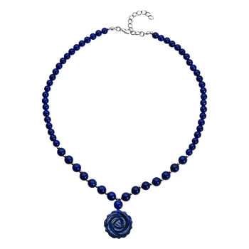 Lapislazuli-Halskette, ca. 45+5 cm, silberfarben, ca. 165,00 ct