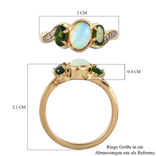 Nat&uuml;rlicher &Auml;thiopischer Opal und Nat&uuml;rlicher Chromdiopsid Ring 925 Silber vergoldet  ca. 1,22 ct image number 7
