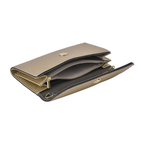 100% Echtleder Clutch mit RFID Schuz, 120 cm metall Riehmen, 20x12 cm, Gold image number 5