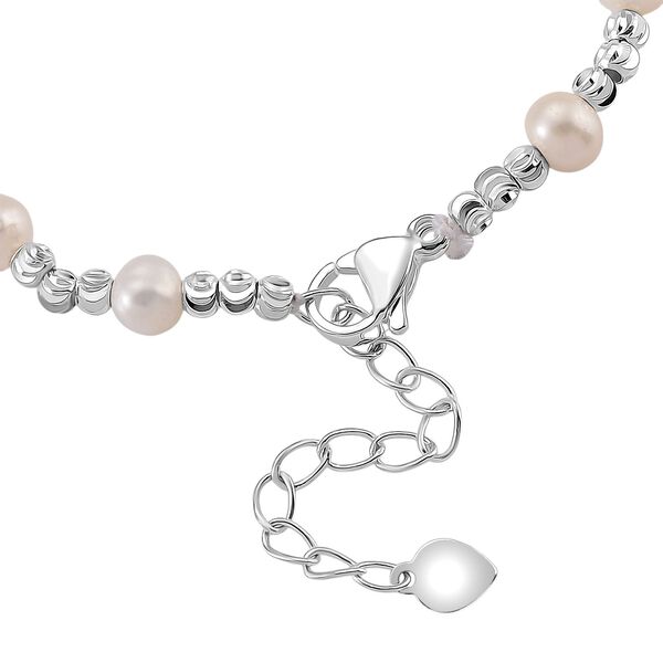 Wei&szlig;es S&uuml;&szlig;wasser Perle 16,5+3,5cm Armband in Silberton image number 5