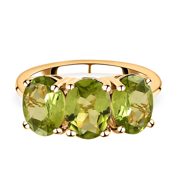 2er-Set, nat&uuml;rlicher Peridot Trilogie-Ring und Anh&auml;nger in Silber, 5,10 ct. image number 4