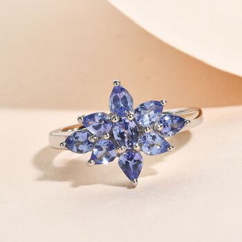 AAA Tansanit Cluster floraler Ring - 1,33 ct.