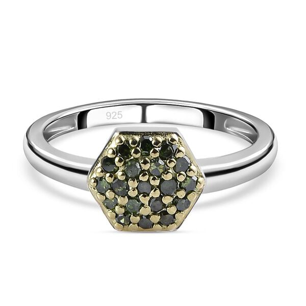 Grüner Diamant Ring 925 Silber platiniert (Größe 21.00) ca. 0,20 ct image number 0