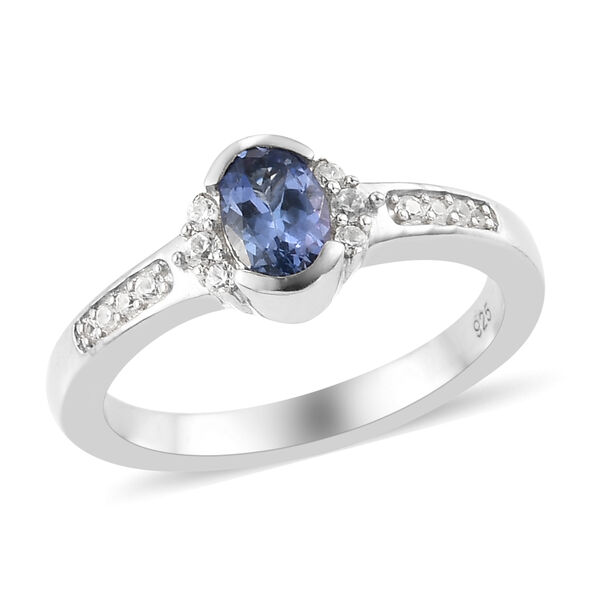 Tansanit und Zirkon Ring 925 Silber platiniert  ca. 0,65 ct image number 4