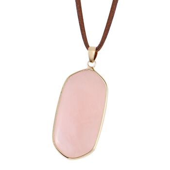 2er Set - Rosenquarz, Gr&uuml;ner Aventurin Schmuckset Messing, Reines Leder ca. 200.00 ct