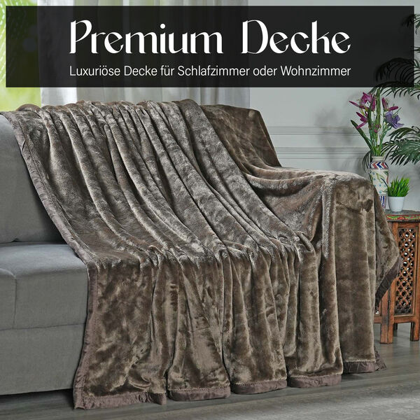 Premium Kuscheldecke aus 100% Mikrofaser, 450 gsm, Größe: 150x220 cm, beige image number 9