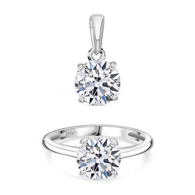 LUXURIANT DIAMOND- VS-EF Labor Diamant Anhänger und Ring in 585 Weißgold
