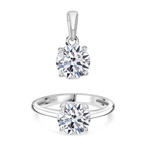LUXURIANT DIAMOND- VS-EF Labor Diamant Anhänger und Ring in 585 Weißgold image number 0
