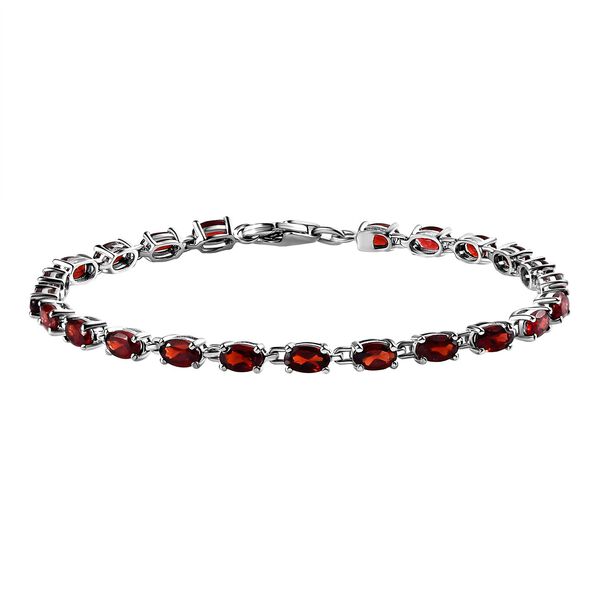 Mosambik Granat Armband, ca. 18 cm, 925 Silber platiniert, ca. 7.52 ct image number 0