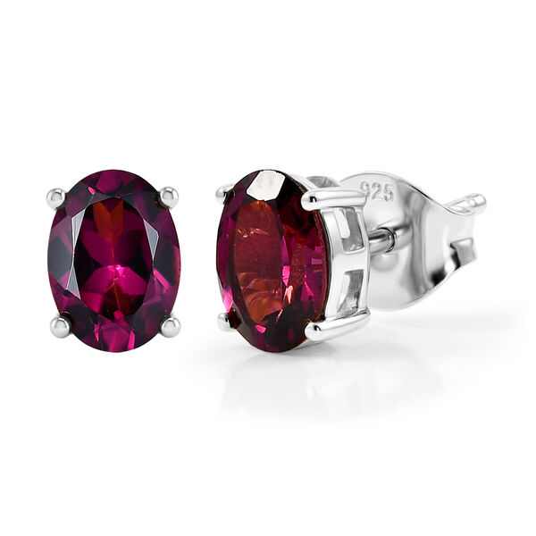 D'Joy AA Nat&uuml;rlicher Rhodolith Granat Ohrringe 925 Silber platiniert ca. 1.85 ct