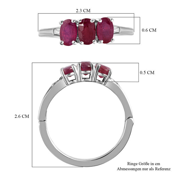 Afrikanischer Rubin (Fissure gefüllt) und weißer Zirkon Ring mit Öffnungsmechanismus, 925 Silber platiniert (Größe 21.00) ca. 2.23 ct image number 7