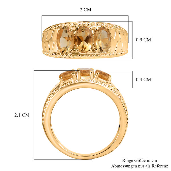 Citrin Ring 316L Edelstahl vergoldet (Größe 17.00) ca. 1.43 ct image number 7