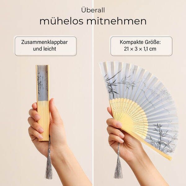 4-teiliges F&auml;cher-Set mit Quasten, 21x3x1,1cm, Schwarz, marineblau, lila und blau image number 3