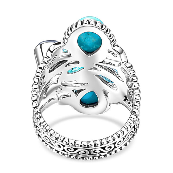 Sajen Silber-T&uuml;rkis, Wei&szlig;er Regenbogen Mondstein Ring 925 Silber rhodiniert (Gr&ouml;&szlig;e 17.00) ca. 3.32 ct image number 4