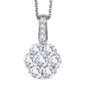 Moissanit Anhänger mit 50cm Kette, 925 Silber rhodiniert - 1,51 ct.