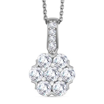 Moissanit Anh&auml;nger mit 50cm Kette, 925 Silber rhodiniert - 1,51 ct.