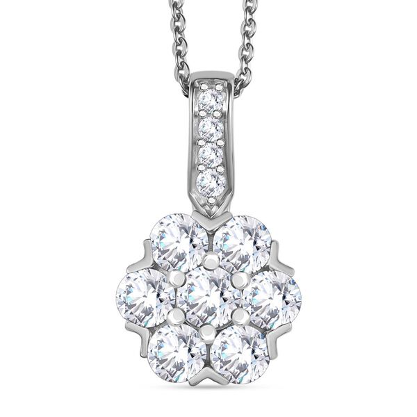 Moissanit Anhänger mit 50cm Kette, 925 Silber rhodiniert - 1,51 ct. image number 0