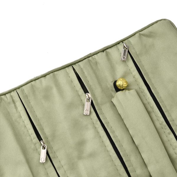 Schmuckorganizer aus Satin mit Stickerei und 5 Premium-Poliertüchern, 20x9cm, Olive image number 8