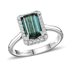 Rhapsody AAAA Pirineu Lagoon Tourmaline, Wei&szlig;er Diamant Ring 950 Platin (Gr&ouml;&szlig;e 20.00) ca. 2,51 ct