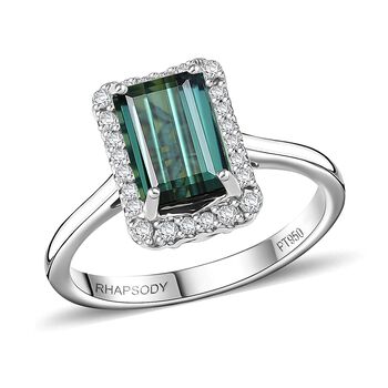 RHASODY AAAA Pirineu Lagoon Turmalin und Diamant Ring in 950 Platin - 2,51 ct.