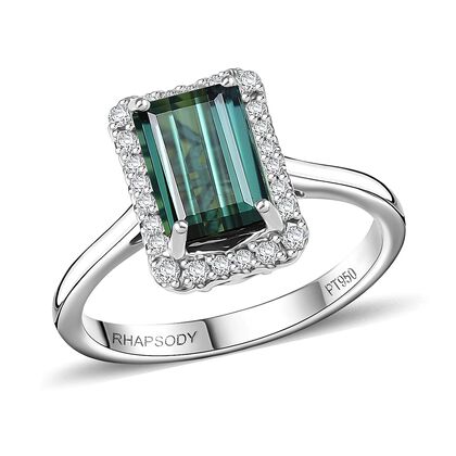 Rhapsody AAAA Pirineu Lagoon Tourmaline, Wei&szlig;er Diamant Ring 950 Platin (Gr&ouml;&szlig;e 20.00) ca. 2,51 ct