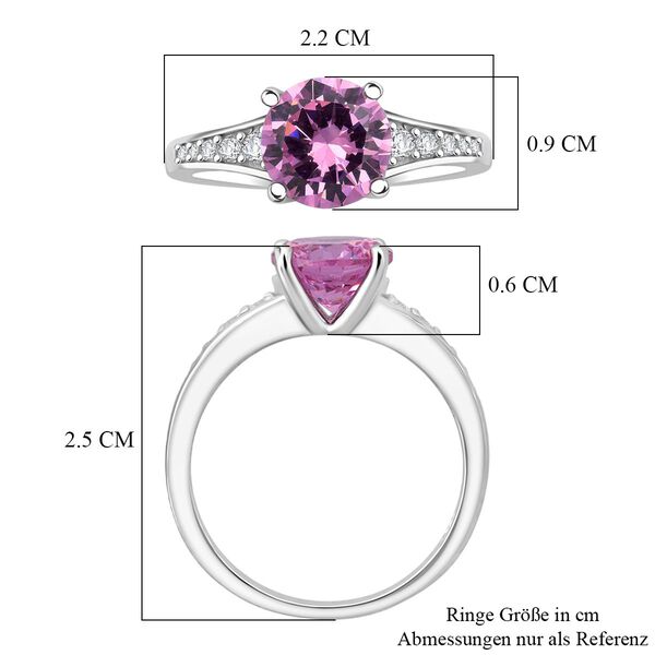 LUSTRO STELLA - Rosa Zirkonia, Wei&szlig;er Zirkonia Ring 925 Silber rhodiniert (Gr&ouml;&szlig;e 21.00) image number 6