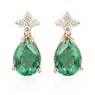 ILIANA AAA sambische Smaragd und Diamant-Ohrringe, SI G-H, 750 Gelbgold ca. 1.40 ct