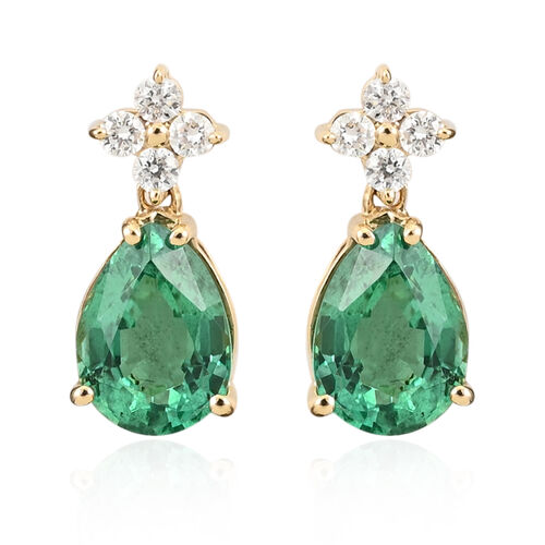 ILIANA AAA Sambia Smaragd und Diamant SI G-H Ohrringe 750 Gelbgold ca. 1,40 ct image number 0