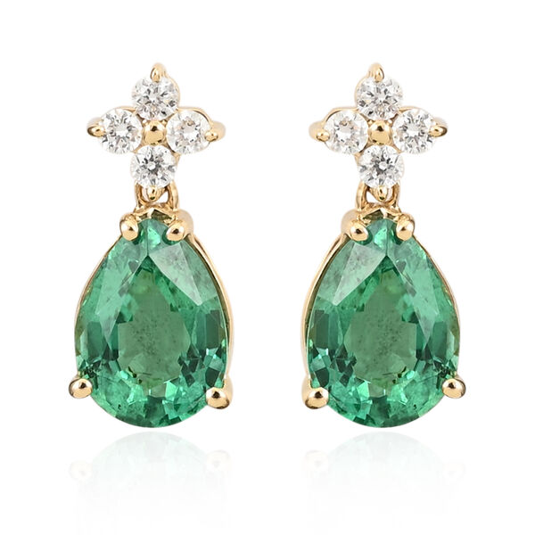 ILIANA AAA Sambia Smaragd und Diamant SI G-H Ohrringe 750 Gelbgold ca. 1,40 ct image number 0