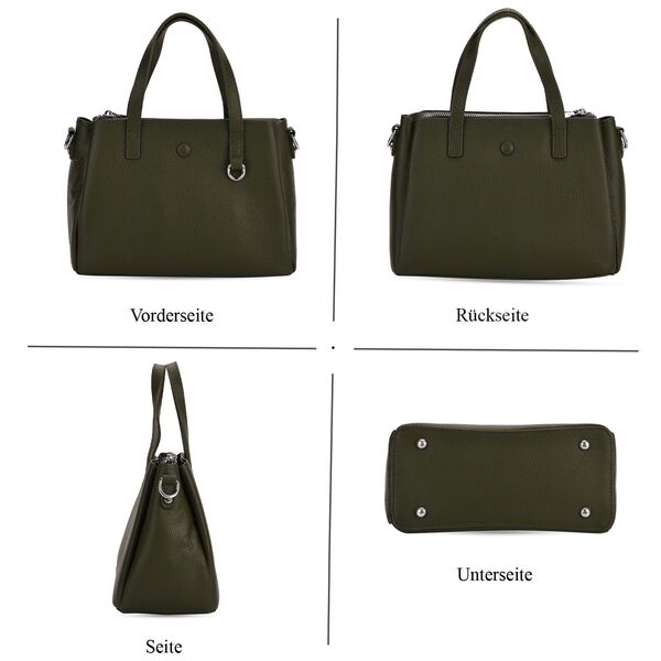Crossbody-Tasche aus 100% echtem Leder mit Henkel und Schulterriemen, 24x11.5x18 cm, Grün image number 5
